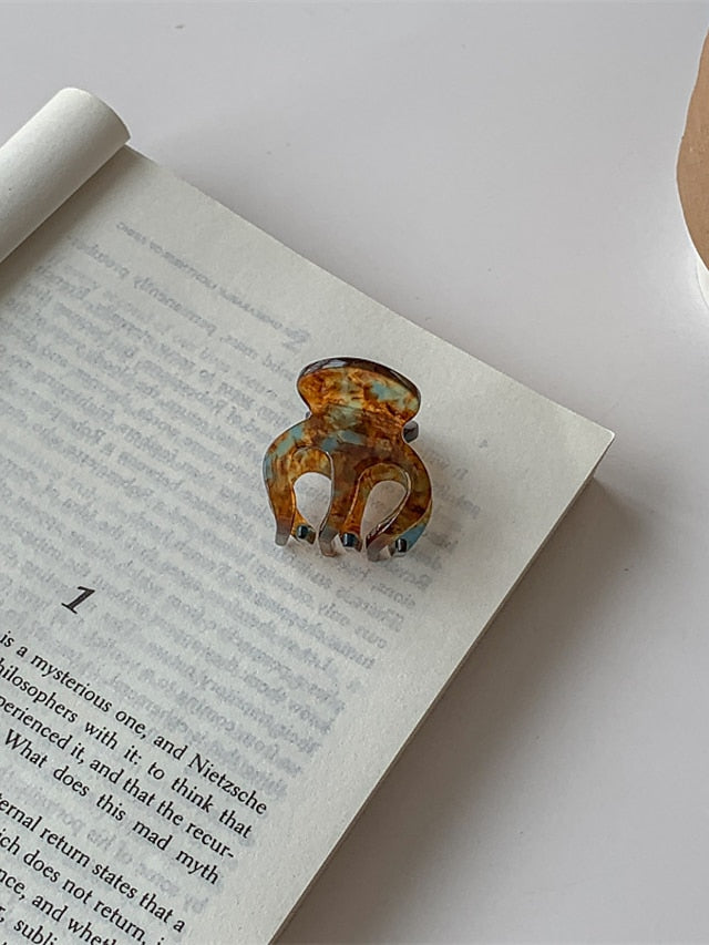 1PC Girls' Hair Hair Claw Various Hair Clip  Aliya&K 8 Pack For Women Girls Hair Claw Clips Matte Gold Crystal Hair Claws Acetic Acid Hair Clips for Women