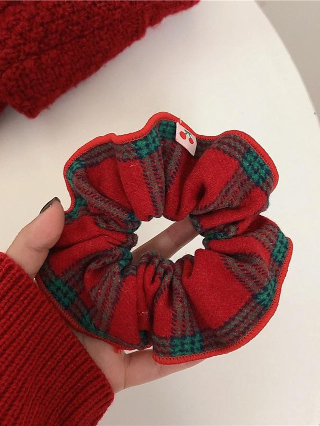 1PC Girls' Headbands Scrunchie For Christmas Fabric Green bow Red bow Red headband for Women