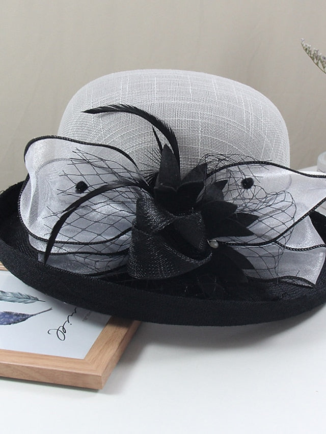 Party Hat Party Wedding Daily Flower Color Block Beige White Hat Yellow Gray Spring Summer for Women
