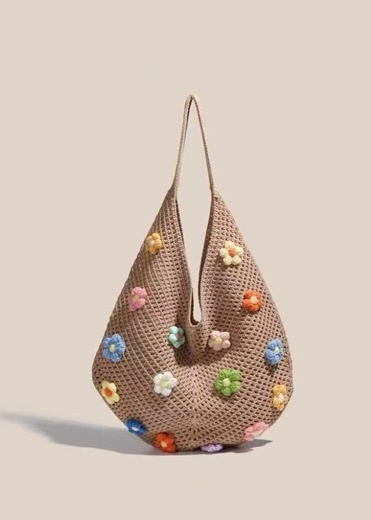 BloomTide - Crochet Shoulder Bag with 3D Floral Accents