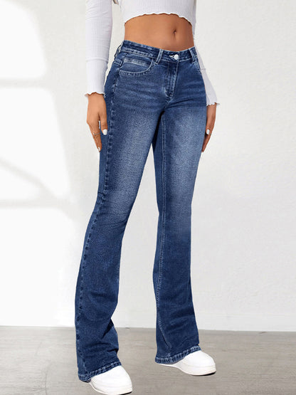 Washed Slim Fit Flare Jeans