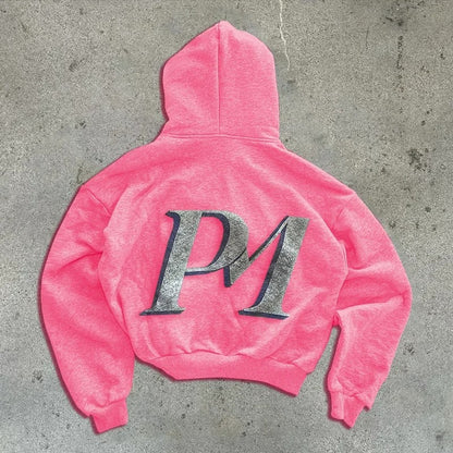 Printed Zip-Up Street Hoodie