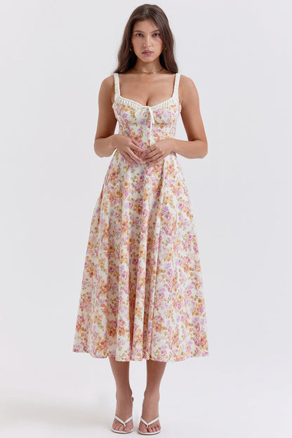 Cami Slit Waist Slim Floral Dress