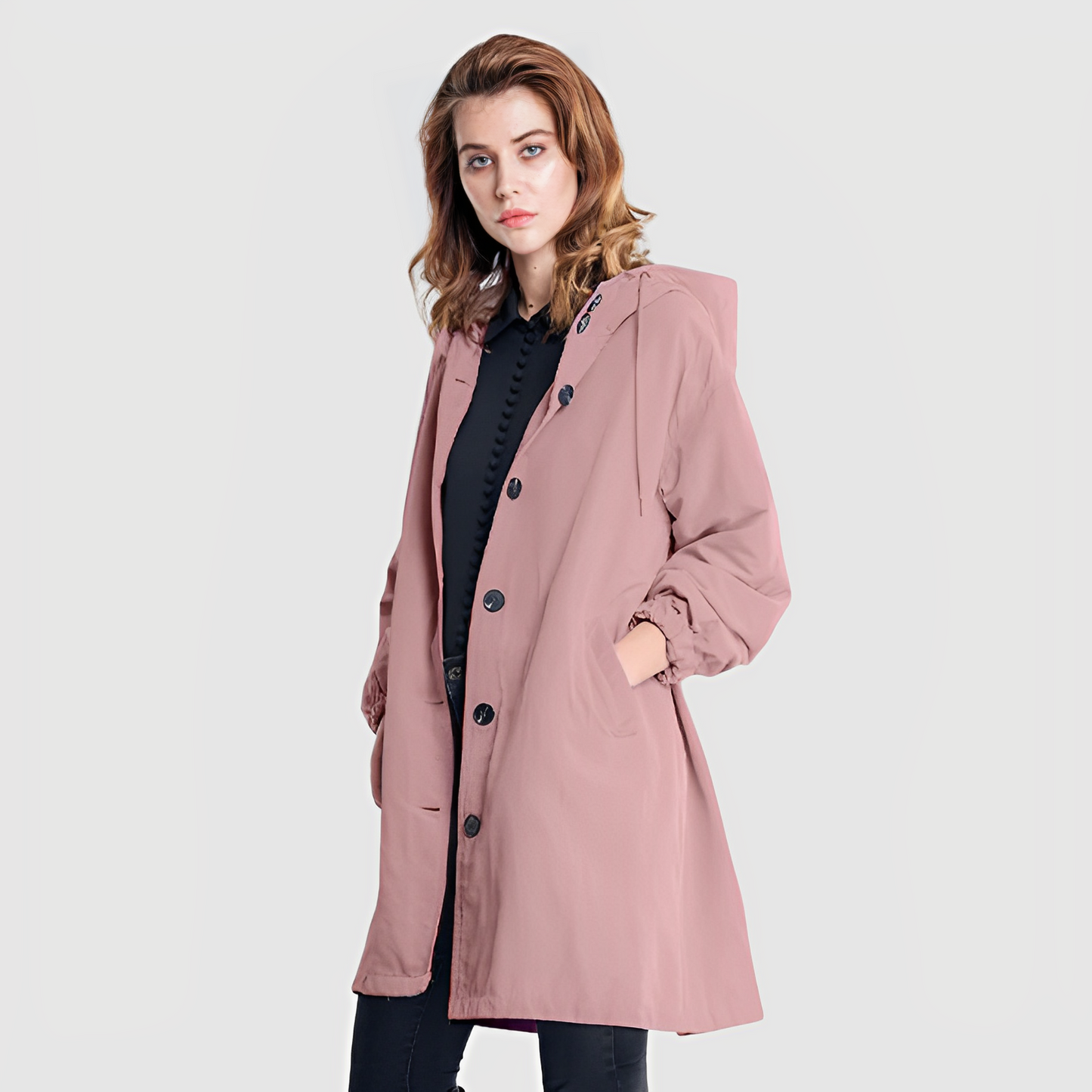 Chaqueta impermeable clásica con capucha para mujer | Ideal para actividades al aire libre