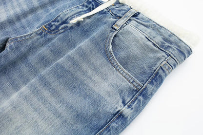 Women's Vintage Casual Mid Waist Baggy Jeans with Drawstring | Great for All Seasons