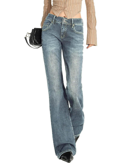 Double Breasted Low Rise Bootcut Jeans