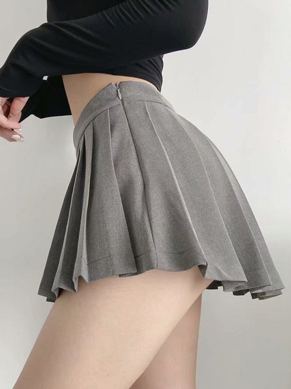 High Waist Short In Front And Long In Back To Prevent Exposure Mini Skirts