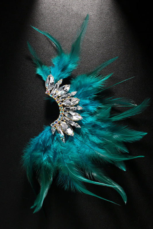 Exquisite Feather and Rhinestone Fairy Earrings
