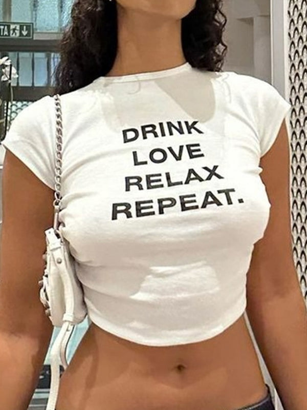 Letter Print Short Sleeve Tee