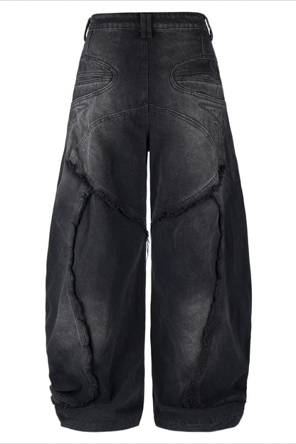 Gothic Frayed Tassel Distressed Straight Leg Pants