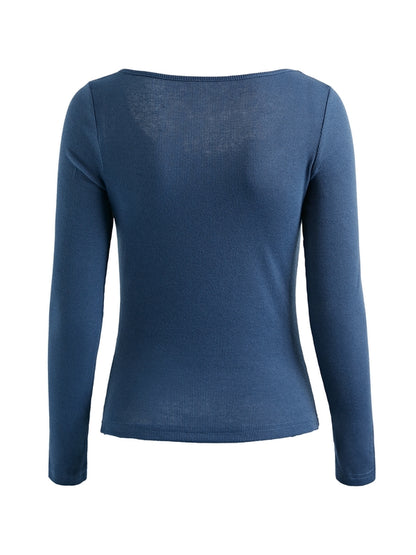 Lace Trim Black Long Sleeve Knit Top