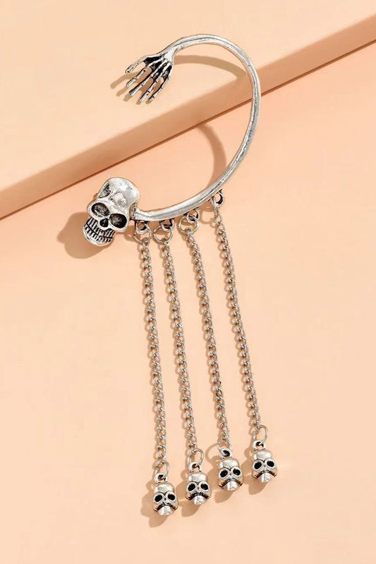 Dark Gothic Skull Tassel Earrings