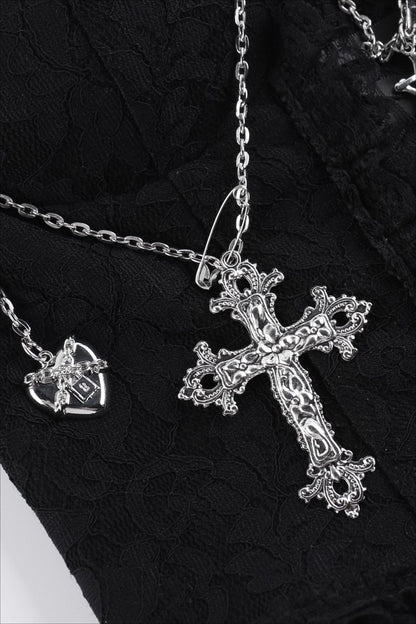 Dark Gothic Cross Chain Bustier Corset