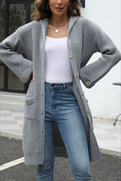 V-Neck Loose Fit Solid Color Knit Cardigan