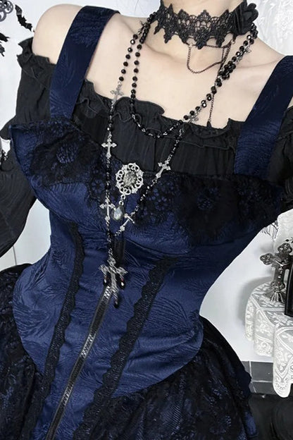 Gothic Vintage Zipper Placket Tube Mini Dress