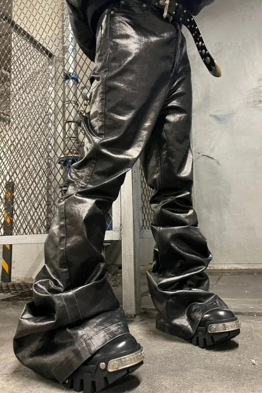 High Street Dark Coated Wide Leg Pants