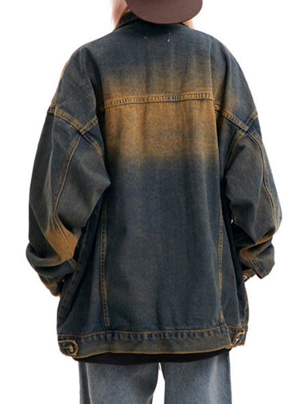 Ombre Washed Loose Denim Jacket
