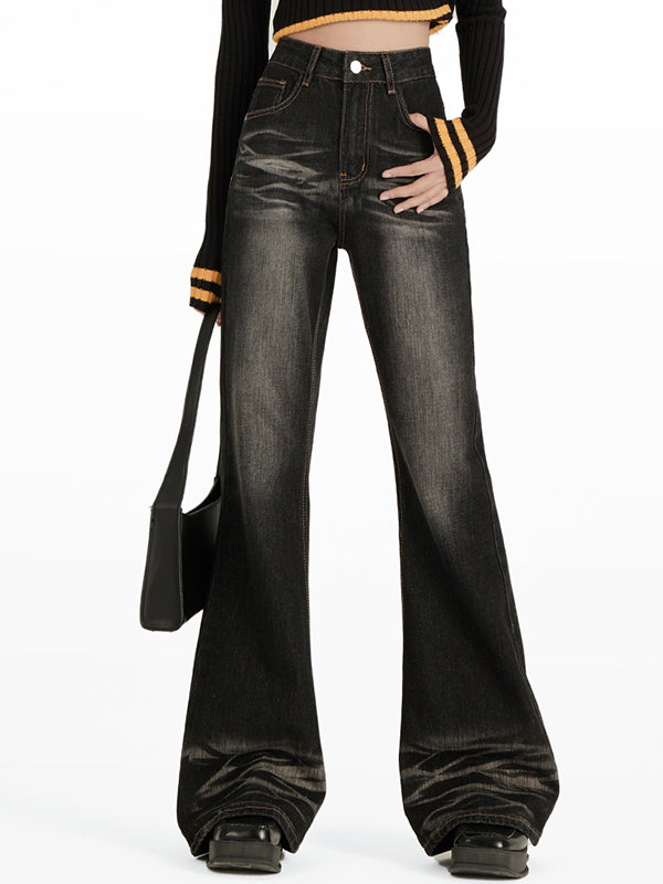High street loose fit without leg-fitting horns Flare Jeans