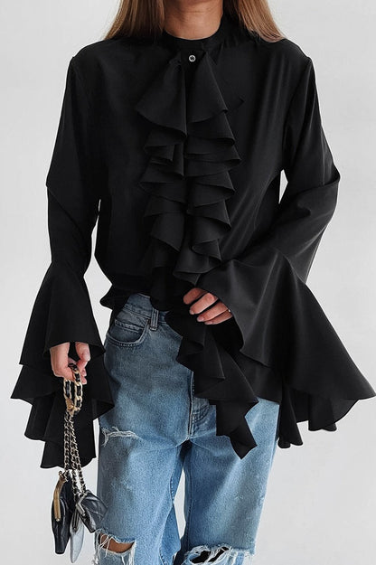 Ruffled Long-Sleeve Elegant Blouse