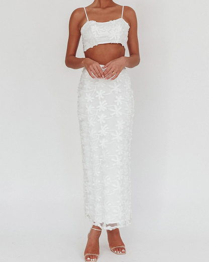 Elegant Lace Embroidered Half Dress Set