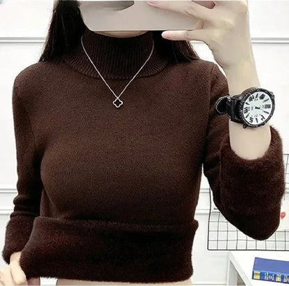 Jersey de cuello alto para mujer con forro polar | Ideal para otoño/invierno