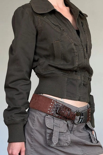 Vintage Pockets Bomber Jacket
