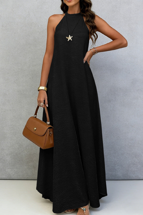 Solid Color Sleeveless Loose Casual Vacation Style Maxi Dress
