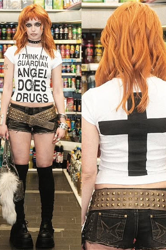 Emo Girl Punk Print Slim Crop Top