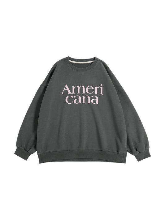 Contrast Color Letter Print Oversized Sweatshirt