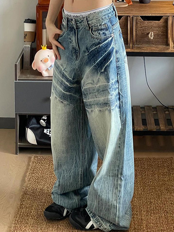 American Style Water Washing Aging Boyfriend Jeans