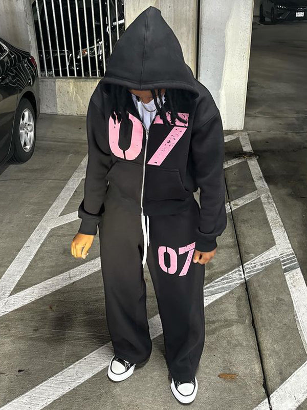 Lettering Oversized Long Sleeve Hoodie
