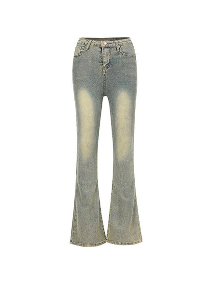 Distressed High Rise Flared Slim Jeans
