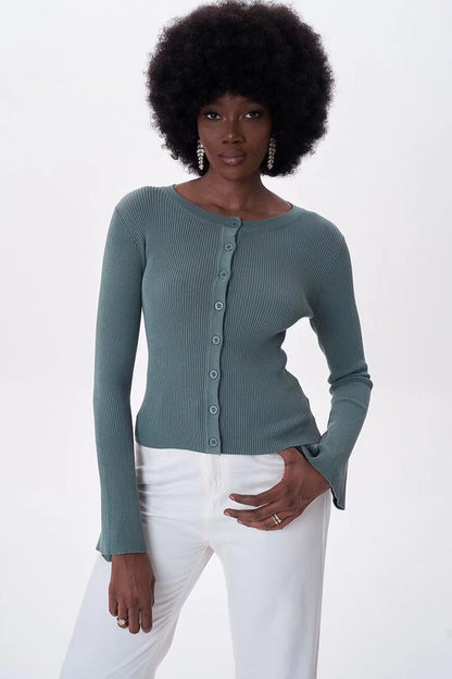 Flare Sleeve Button Cardigan