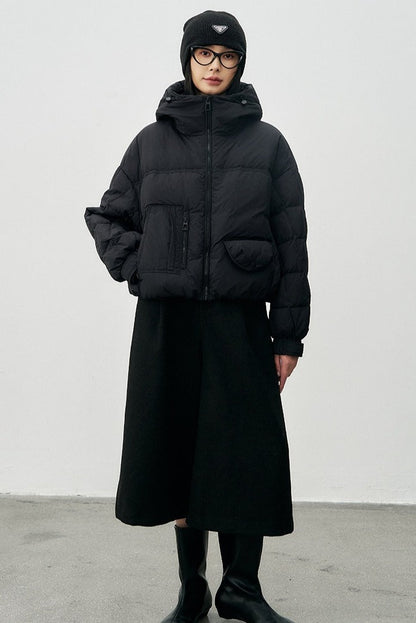 Cropped Relaxed Fit Puffer Jacket