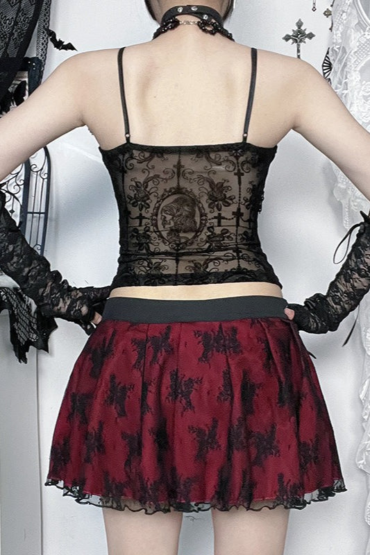 Gothic Cross Flocked Cami