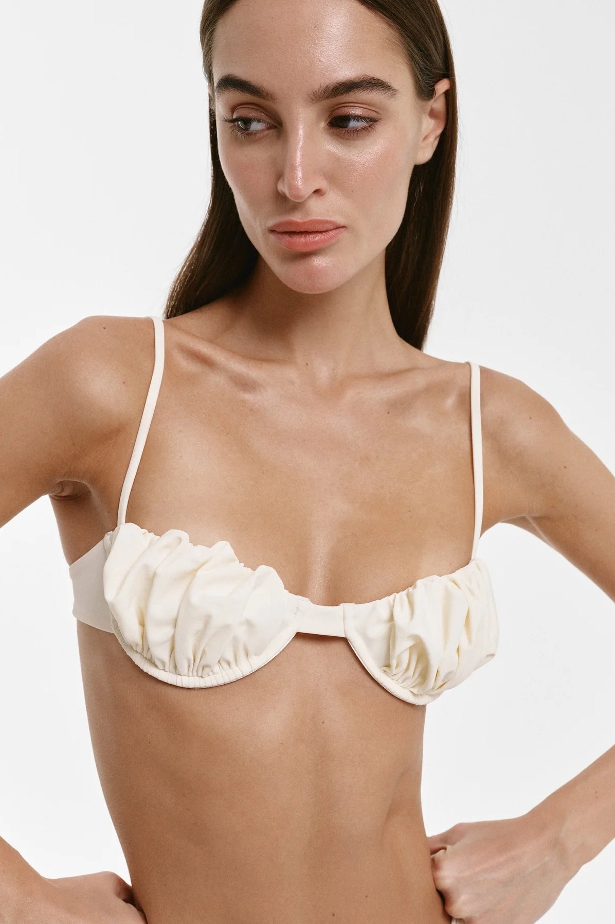 White Pleated Bikini Set
