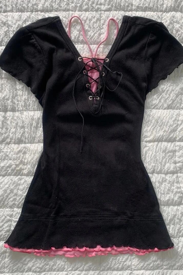 Vintage Washed Graphic Fake Two-Piece Cami T-shirt