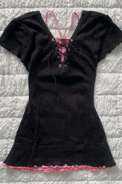 Vintage Washed Graphic Fake Two-Piece Cami T-shirt
