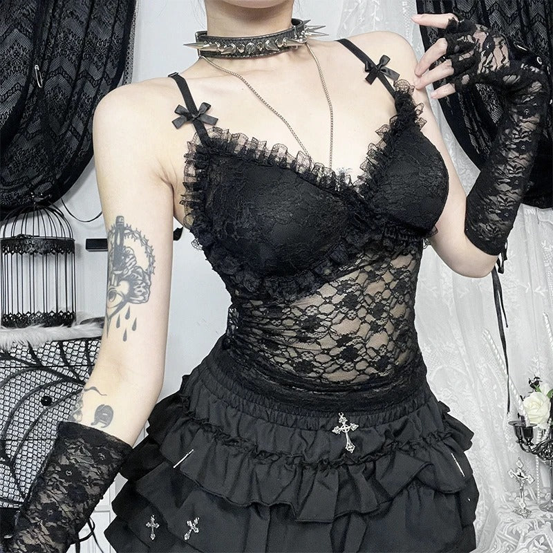 Sheer V-Neck Floral Corset