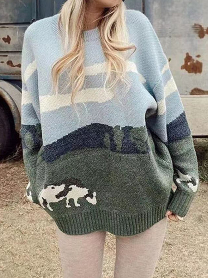 Cow Print Oversized Sweaters