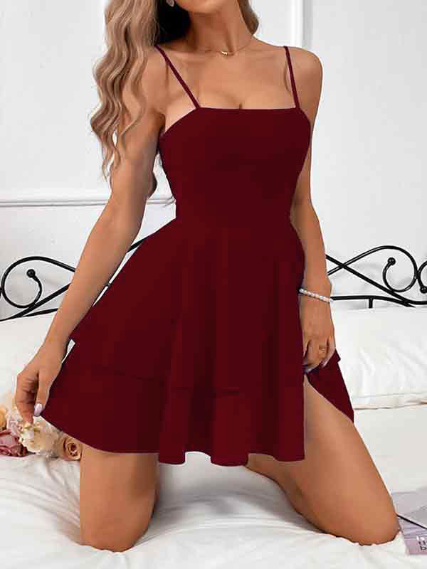 Backless Bow Tie Straps Mini Dress
