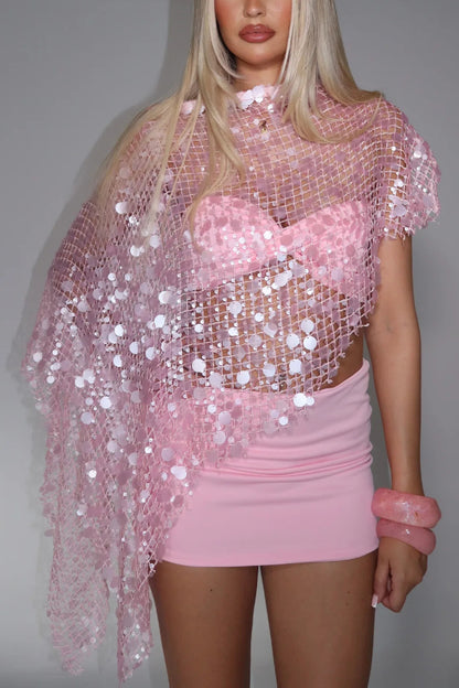 Solid Color Sleeveless Off-shoulder Tube Top and Fitted Stretch Mini Skirt Holiday Set