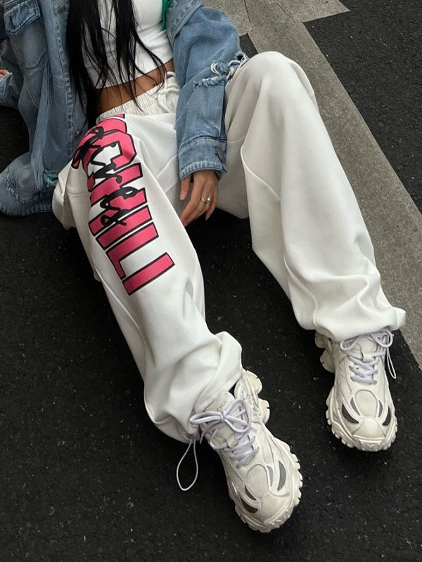 Contrast Color Print Loose Sweatpants