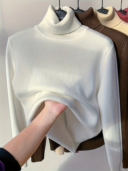Suéter ajustado con forro polar grueso y fácil de usar para mujer | Ideal para otoño/invierno