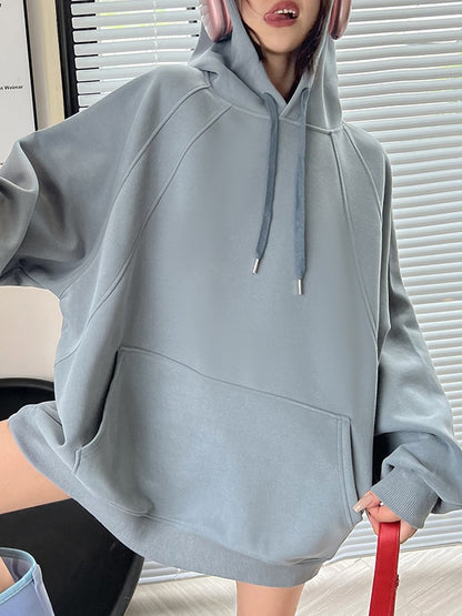 Letter Print Kangaroo Pocket Oversized Hoodie