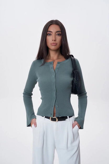 Flare Sleeve Button Cardigan