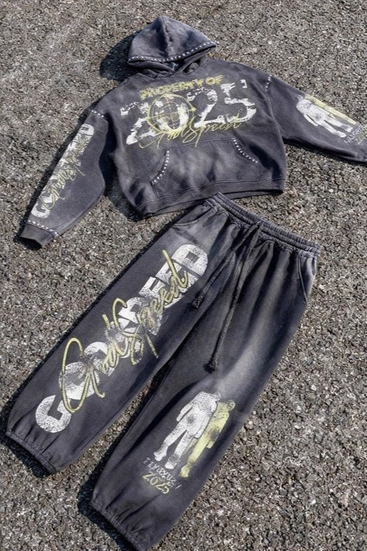 Dark Gothic Graphic Oversized Black Hoodie