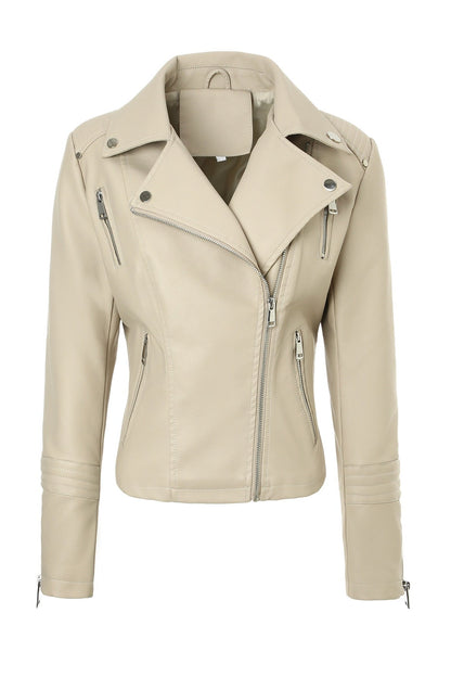 PU Leather Vintage Moto Plus-size Jacket