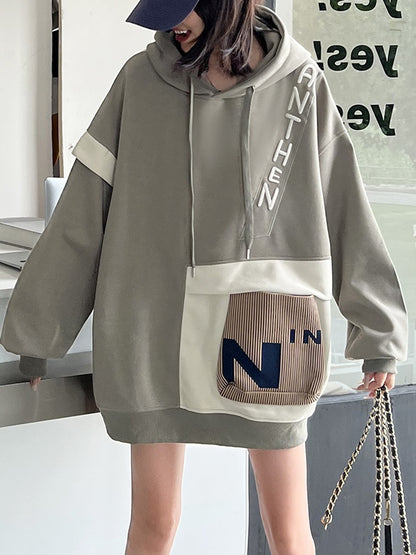 Irregular Splice Design Oversized Hoodie