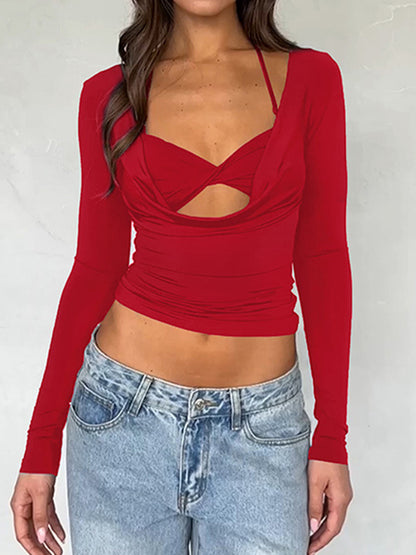 Neck Lining Long Sleeve Tee